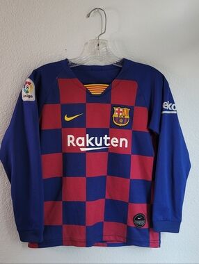 Barcelona FC Kids Long-Sleeve Home Jersey - Blue & Red